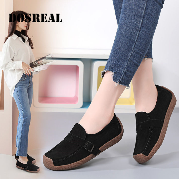 DOSREAL Women Moccasins Suede Leather Flat Shoes Spring Summer