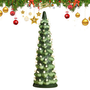 Bright LED Resin Christmas Tree for Home and Office Festive Decor with Hand-Painted Finish