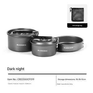 BLACKDOG Cooking Set Outdoor Pot Picnic Aluminium Camping Cookware Food Grade Masak Big Pan 3pcs Set