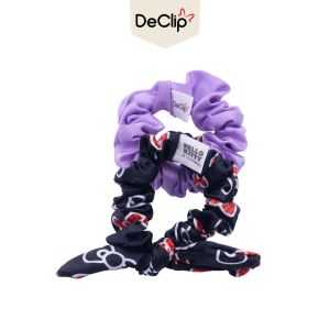 DeClip X Sanrio Scrunchie Satin Kelinci Set Motif Hello Kitty Ribbon