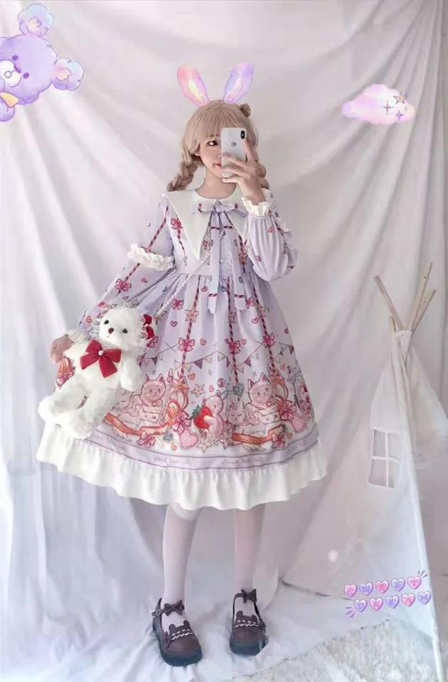 Váy Lolita dài tay cho bé gái Thu Đông (Màu: Đỏ Size: 80)