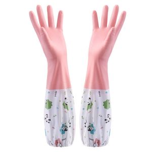ZM10Q Velvet Accessories Cleaning Warm Wash Dishes Washing Long Sleeve Kitchen Household Gloves Rubber gloves