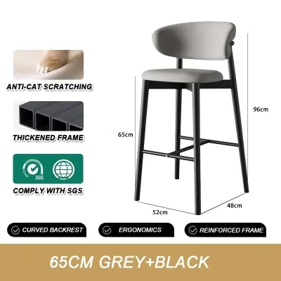 🔥SG STOCK🔥 Modern Bar Stool | High Chair | Dining Chair |Anti-Scratch Metal Wood Grain Kitchen Chair