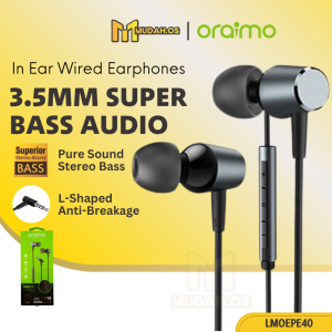 Fon Telinga ORAIMO High Quality Wired Super Stereo With Mic For HD Call Android In Ear Original 3.5 mm Full Bass Earphone LME40