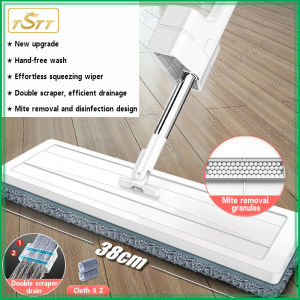 Hand-free Wash Flat Mop stainless steel Self Squeeze Lazy Mop Household Mite Removal Microfiber Magic Wipe Absorbent Mop Self-Wiping Mop