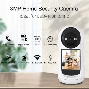 ICSEE XM R23 Wireless ultra clear screen IP Camera CCTV 2.8 Inch IPS Screen 3MP WiFi HD Video Call PTZ Baby Monitor Surveillance Support simultaneous video chat with multiple people