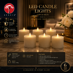 ACACIA Sg - LED Candle Lights (6pcs/set) Flameless LED Tealight Tea Candle Wedding Light Romantic Candle Lights Birthday Party