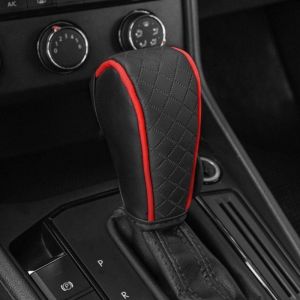 Universal Car Shift Handle Cover PU Leather Non-Slip Wear-resistant Shift Knob Decor Protective Cover