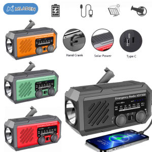 MLADEN Emergency Radio Hand Crank Solar Multifunctional Radio with Flashlight 2000mah Generator Portable Power Bank Outdoor