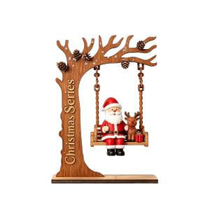 5211JEW Multicolor Christmas Table Decoration Cartoon Santa Snowman 2D Wood Swing Decoration Charming Wood Christmas Decoration Home Decoration
