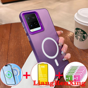 [4 in 1] ด้วยกระจกนิรภัยกรณีสำหรับ VIVO Y21 VIVO y21s VIVO y21t VIVO y33s Y33ศัพท์กรณีฮาร์ดกรณี TPU กันกระแทกปกการออกแบบใหม่ความงามไร้สาย