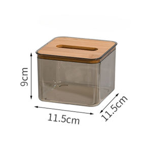 MLADEN Transparent Tissue Holder Box Tissue Storage Box Wood Cover Paper Tissue Box Kotak Tisu 纸巾收纳盒