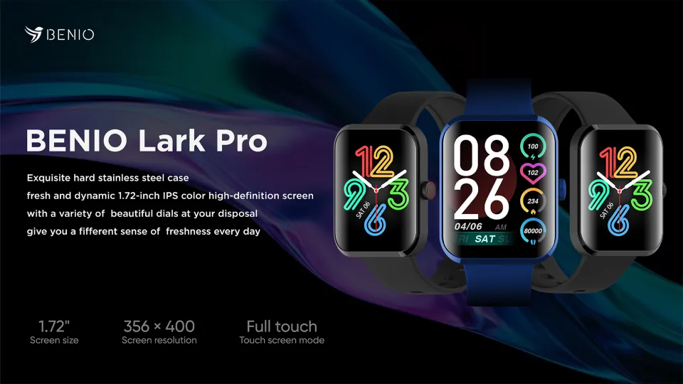 Strap) Benio Lark Pro Smart Watch Bluetooth Waterproof