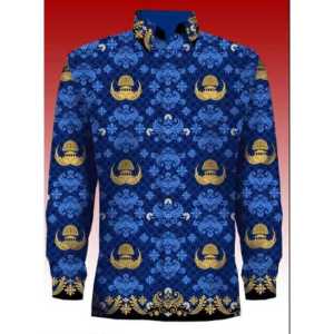 batik korpri kerah hitam terbaru full furing bahan katun halus lengan dan kerah hitam tumpal