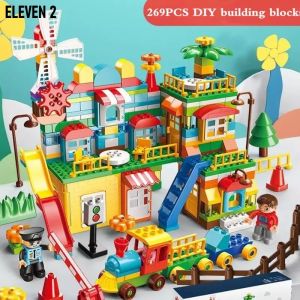 ELEVEN 2 Large particle building blocks compatible with Duplo City blocks – Villa House Castle – educational DIY brick toy for kids gifts.