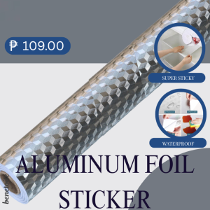 KITCHEN FOIL WALLPAPER SILVER | Silver Foil Sticker | Oil-Proof Heat Resistant | Self Adhesive Aluminum Foil | Wall Cabinet Countertop Drawer Cover Peel And Stick Easy Clean Decoration Wallpaper Roll | 40cm x 100cm / 15.7 inch x 39.3 Inch