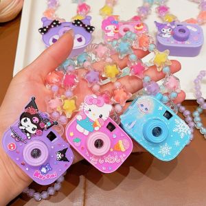 Cartoon Character Kuromi Luminous Projection Camera Necklace Creative Cartoon Cute My Melody Hello Kitty Cinnamoroll Kids Glowing Toy Girl Gift
