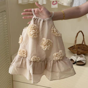 Gấu Lãnh Đạo Treno bé gái Hàn Quốc Dresses Mùa Hè Mới 3D Hoa Màu Hồng Trượt Công Chúa Váy dự tiệc sinh nhật Cho quần áo trẻ em Trẻ Em Của Pathwork Quần Áo Trang Phục