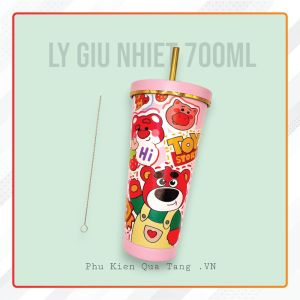[Tặng kèm Sticker dán] Ly giữ nhiệt cute dễ thương có ống hút Cốc giữ nhiệt cầm tay dung tích 500ml  700ml