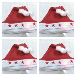 Topi Santa Clause LED BIntang 1 Pcs / Topi Natal / Topi Merry Christmas / Topi Santa Dewasa / Topi Santa Anak / Topi Lampu Santa / Topi Santa Lampu LED Bintang / Topi Santa LED / Topi Natal LED / Topi Natal Merry Christmas / Topi Natal Polos / Topi Xmas