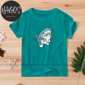 ATASAN KAOS TSHIRT KIDS ANAK CEWEK COWOK LAKI LAKI PEREMPUAN KATUN LENGAN PENDEK DISTRO CAT SHARK
