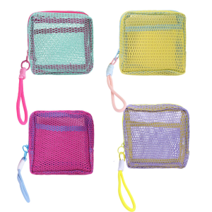 4Pcs Dopamine Color Mesh Makeup Pouch / Large Capacity Travel Toiletry Organizer / Portable Zipper Cosmetic Storage Bag for Daily Trip