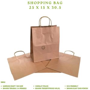Paper Bag Kraft 25X15X30.5 Kantong Kertas Goodie Bag (Isi 1 Pcs--SBG2)
