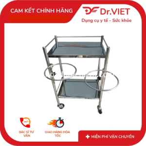 Xe Đẩy Inox Y Tế 2 Tầng Không Hộc Kèm 2 Vòng Thau Dr.Viet – Xe Đẩy Dụng Cụ Y Tế Inox Cao Cấp – Thiết Kế Chắc Chắn Dễ Di Chuyển Tiện lợi – Phù Hợp Sử Dụng Trong Phòng Khám Bệnh Viện Cơ Sở Y Tế Phòng Chăm Sóc Bệnh Nhân – Dụng Cụ Hỗ Trợ Sắp Xếp