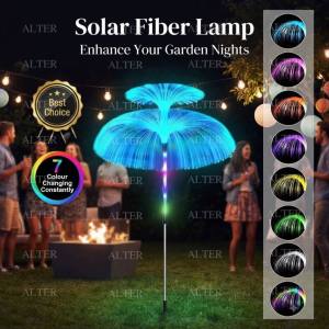 Solar Fiber Lamp Outdoor Garden Decoration Light Waterproof RGB 7 Color Changing Fiber Optic Solar Lights for Pathway Patio Lawn Backyard & Party Decor