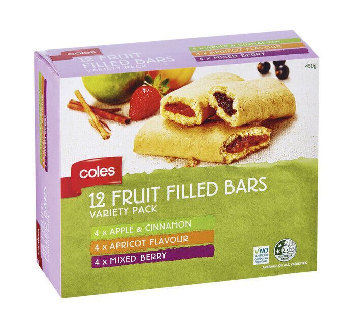 Coles 12 Fruit Filled Bars โคลส์ ขนมปังสอดไส้ผลไม้ 450g. Lazada.co.th