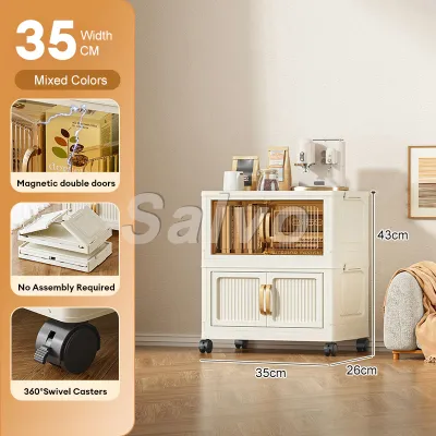 SALVO 35-80cm Foldable Storage Cabinet With Wheels Durabox Plastic Wardrobe Kitchen Cabinet Organizer Cabinet for clothes