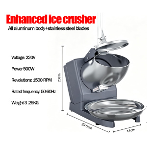 Electric Ice Crusher Machine Heavy Duty Ice Smashing Shaver Large Capacity Fast Crushing Snow Cone Maker for Halo‑Halo Milk Tea Shop Home Business Use