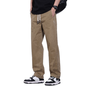 Casual Loose-Fit Men’s Pants – Comfortable Straight Wide Legs with Adjustable Drawstring Waist for Everyday Comfort