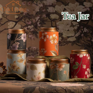 ChicLiving Exquisite Flower Prints Round Tea Tin Tea Storage Snacks Storage Box Kitchen Sealeds Canister Chinese Style Tea Box