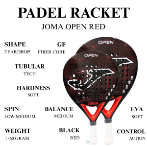 JOMA Racket Padel Open Black Red Padle Raket Joma Am22 Black Red
