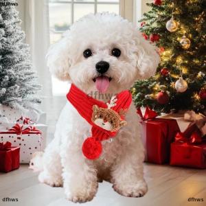 [COD] dfhws Cartoon Pets Christmas Scarf Hat Warm Knitted Costume Cute Deer Snowman Christmas Tree Knitted Scarf Pet Dress Up Supplies