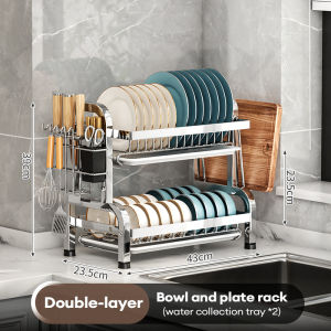 XTEN 304 Stainless Steel Dish Rack with Drainer Plates Organizer Storage Kitchen Racks Organizer