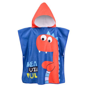 80-120cm Kids Hooded Bath Beach Poncho Towels Baby Quick Dry Bathrobe Child Cartoon Cloak Poncho Towels Microfiber Swim Cover-ups