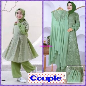 LIMITED COUPLE MOM & KIDS  MOM : BAHAN BRUKAT MIX CERUTY FIT XL LD 110 PJ 140 ZIPPER BUSUI KIDS : Bahan ity Kombinasi Brukat Ukuran 8-10 Tahun Tergantung Fisik Anak Tunik LD 75cm PJ 64cm Celana PJ 75cm Melar Sampai 75cm  OPEN ORDER WELCOME RESELLER/DROPSH
