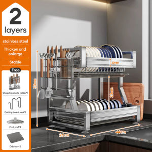 ICIC High Quality 2/3 Layer 304 Stainless Dish Rack with Drainer Pates Organizer Storage Kitchen Draining Racks