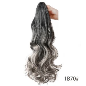 OMQAIO Ombre Claw Clip Ponytail Wig Ponytail Extension Corn Perm Pony Tail Hairpiece Hair Accessories Fluffy Long Wavy Curly Ponytail for Women