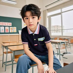 เด็กชายเสื้อโปโลลำลอง แขนสั้น ชนิดผ้าฝ้าย สําหรับเด็ก แฟชั่นฤดูร้อน เสื้อยืดเด็กผู้ชายผ้าฝ้ายเด็กผู้ชายเกาหลี