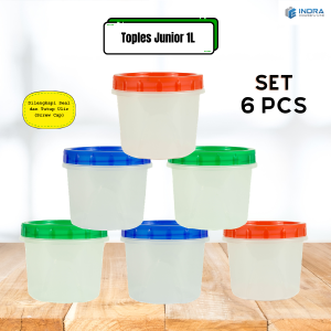 [INDRA]Toples Plastik Seal 1Liter/SET isi 6pcs/Toples bumbu/toples snack