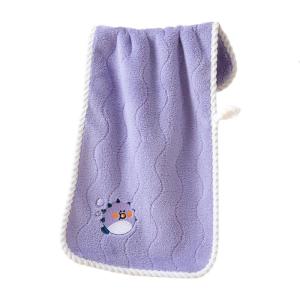 Childrens Face Towel Animal Print Embroidery Coral Fleece Towel Soft Absorbent Washcloth for Kids Comfortable