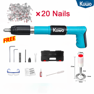 KUWO Manual Mini Steel Nail Gun Original Nail Gun Nail Punch Gun Concrete Rivet Tools Steel Rivet Gun with 220 Nail Gunner Nails Nail Gunner Bullet