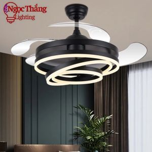 Quạt Trần Đèn Led 4 Cánh Xếp Trang Trí Sảnh Phòng Khách Cao Cấp VF53 Ngọc Thắng (Tặng kèm remote điều khiển từ xa)