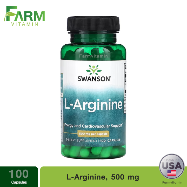 L-Arginine 500 Mg - 100 Gélules - Marque Swanson - Complément Alimentaire - Neuf Sous Emballage