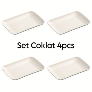 AZ SET ISI 4PCS WHEAT STRAW PIRING SAJI PERSEGI PANJANG PIRING MAKAN SUSHI WARNA WARNI