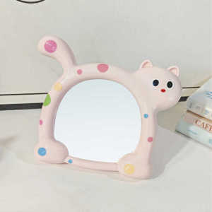 Gương Soi Trang Điểm Hình Mèo Chấm Bi Cute Để Bàn Có Thể Treo Tường Thiết Kế Dễ Thương Trang Trí Góc Học Tập Phòng Ngủ