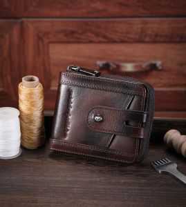 BULLCAPTAIN top layer cowhide zipper wallet horizontal leather drivers license multi-card slot thickened photo album anti-theft wallet